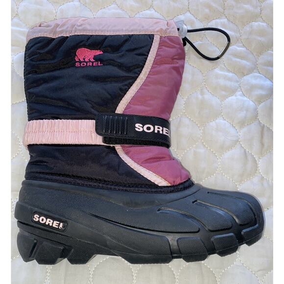 Sorel Flurry Pink Insulated Waterproof Snow Boots Kids Youth Size 4 - Picture 2 of 9